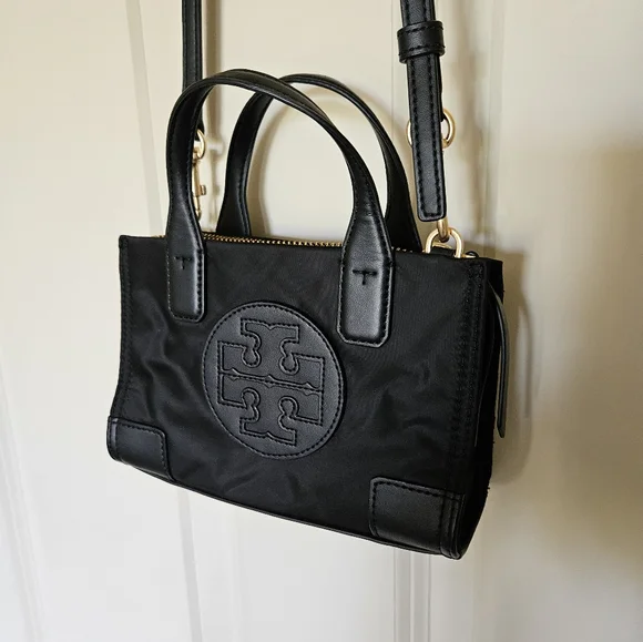 TORY BURCH ELLA BLACK MINI NYLON CROSSBODY BAG - Picture 2 of 5
